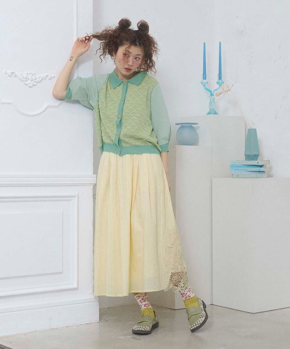 GJHGD70240 Jocomomola(ホコモモラ) Miguelde Cervantes レース付きスカート アイボリー