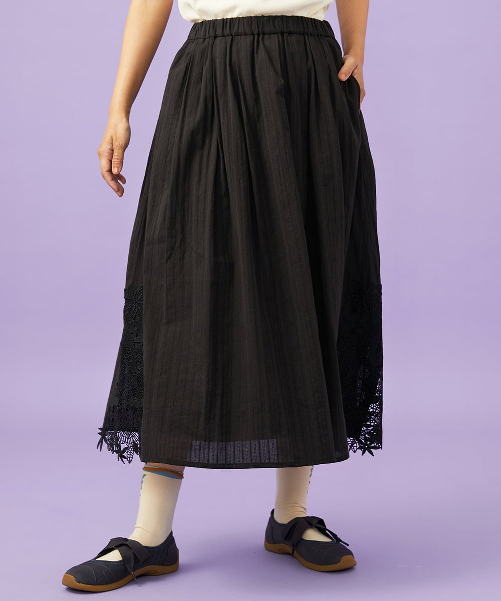 GJHGD70240 Jocomomola(ホコモモラ) Miguelde Cervantes レース付きスカート ブラック