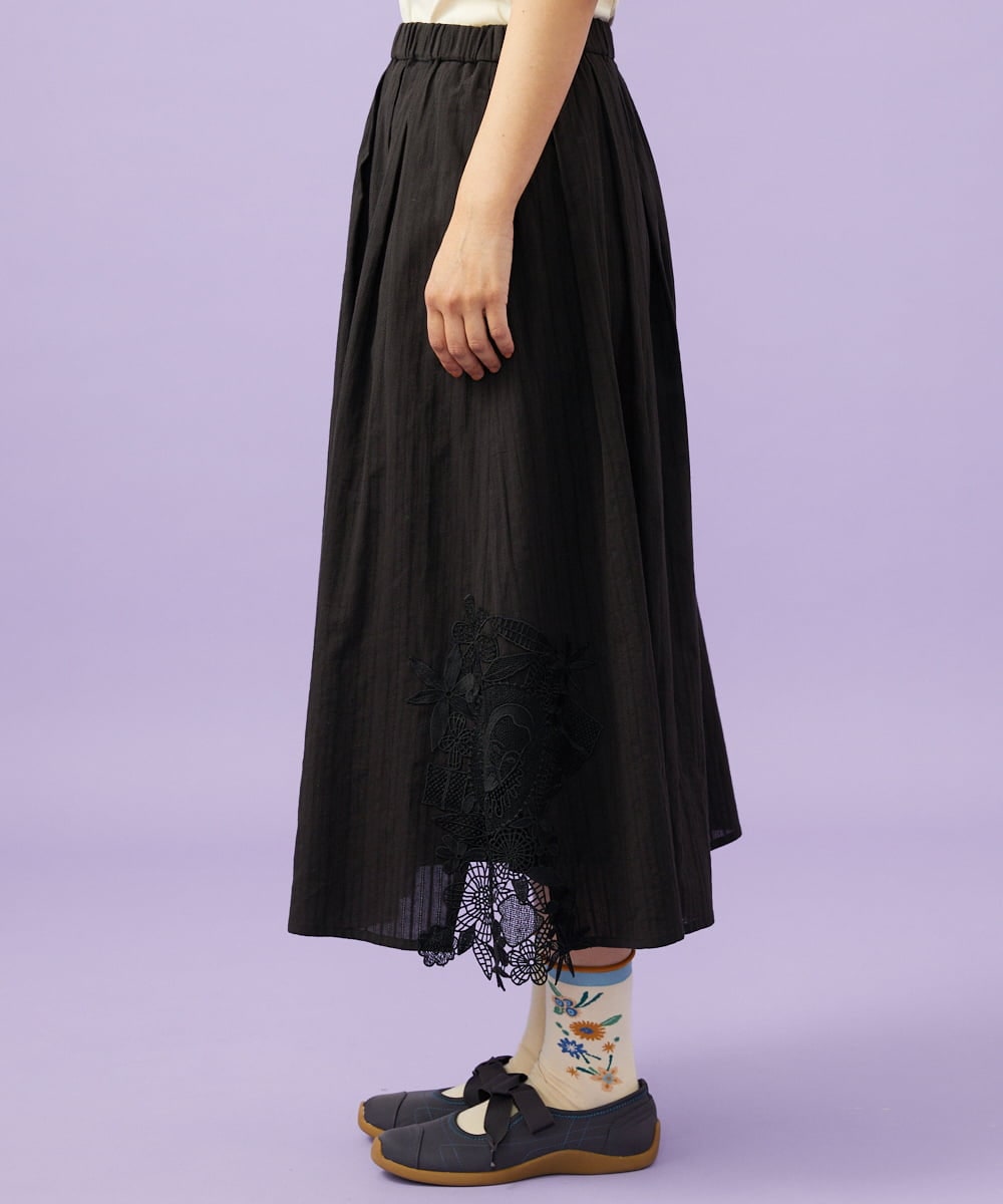 GJHGD70240 Jocomomola(ホコモモラ) Miguelde Cervantes レース付きスカート ブラック