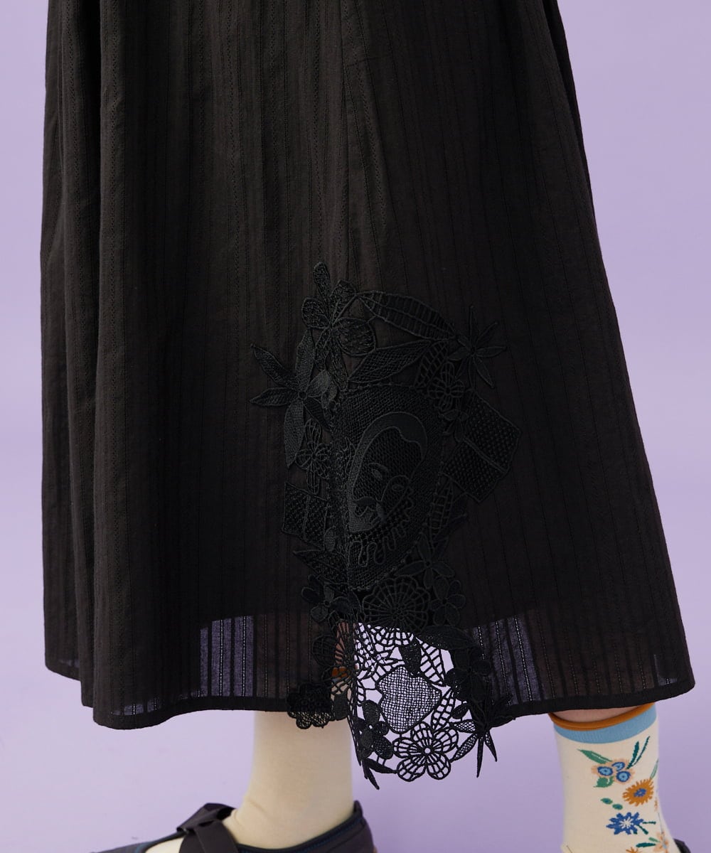 GJHGD70240 Jocomomola(ホコモモラ) Miguelde Cervantes レース付きスカート ブラック