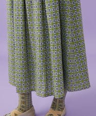 GJHGE38200 Jocomomola(ホコモモラ) 【早割10％OFF】コットンシフォン幾何プリントフレアスカート グリーン