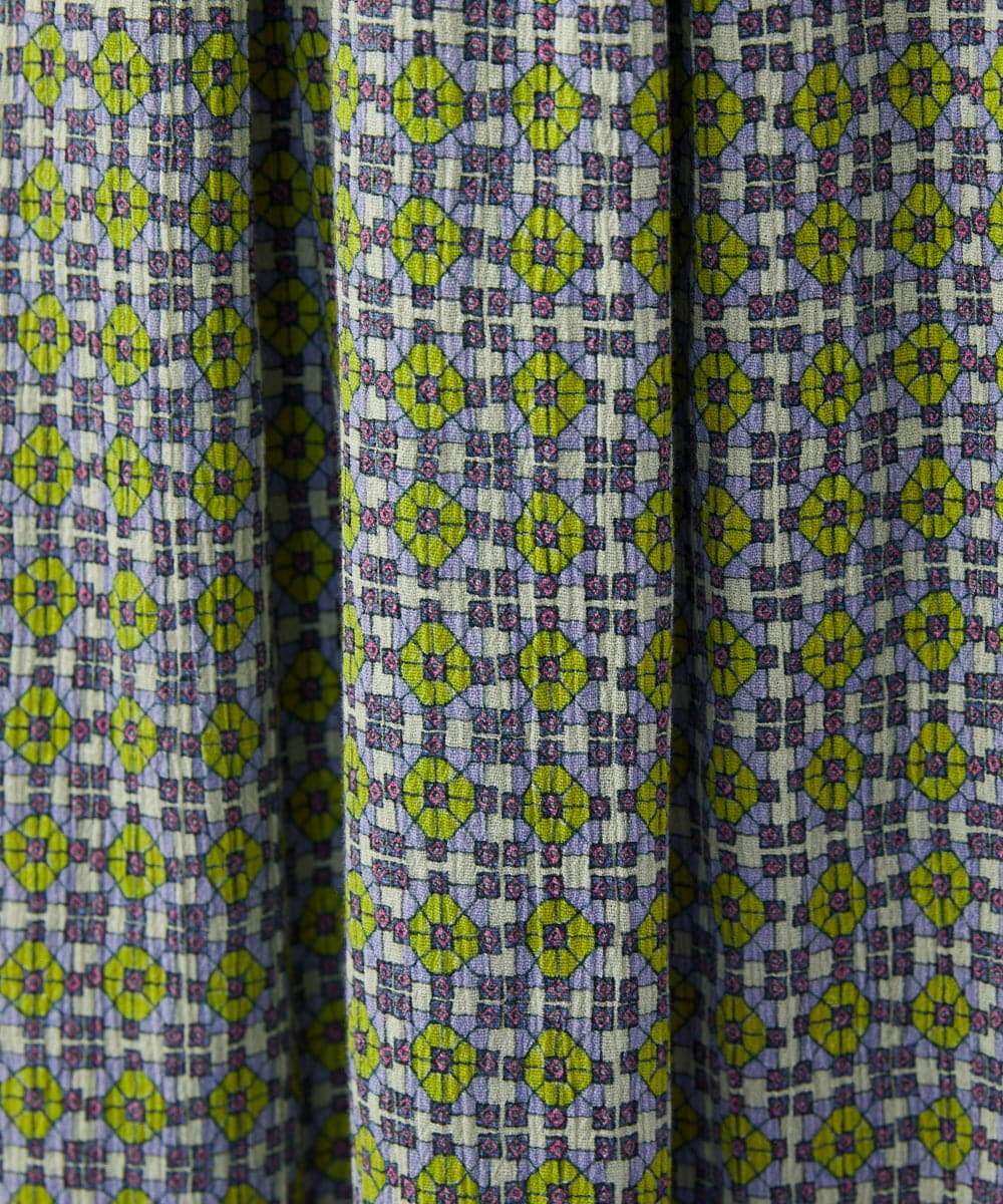 GJHGE38200 Jocomomola(ホコモモラ) 【早割10％OFF】コットンシフォン幾何プリントフレアスカート グリーン