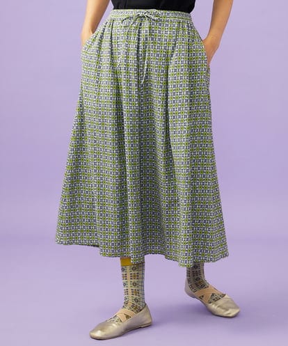 GJHGE38200 Jocomomola 【早割10％OFF】コットンシフォン幾何プリントフレアスカート