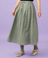 GJHGE38200 Jocomomola(ホコモモラ) 【早割10％OFF】コットンシフォン幾何プリントフレアスカート グリーン