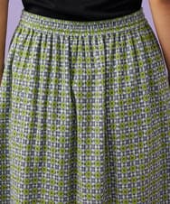 GJHGE38200 Jocomomola(ホコモモラ) 【早割10％OFF】コットンシフォン幾何プリントフレアスカート グリーン