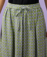 GJHGE38200 Jocomomola(ホコモモラ) 【早割10％OFF】コットンシフォン幾何プリントフレアスカート グリーン