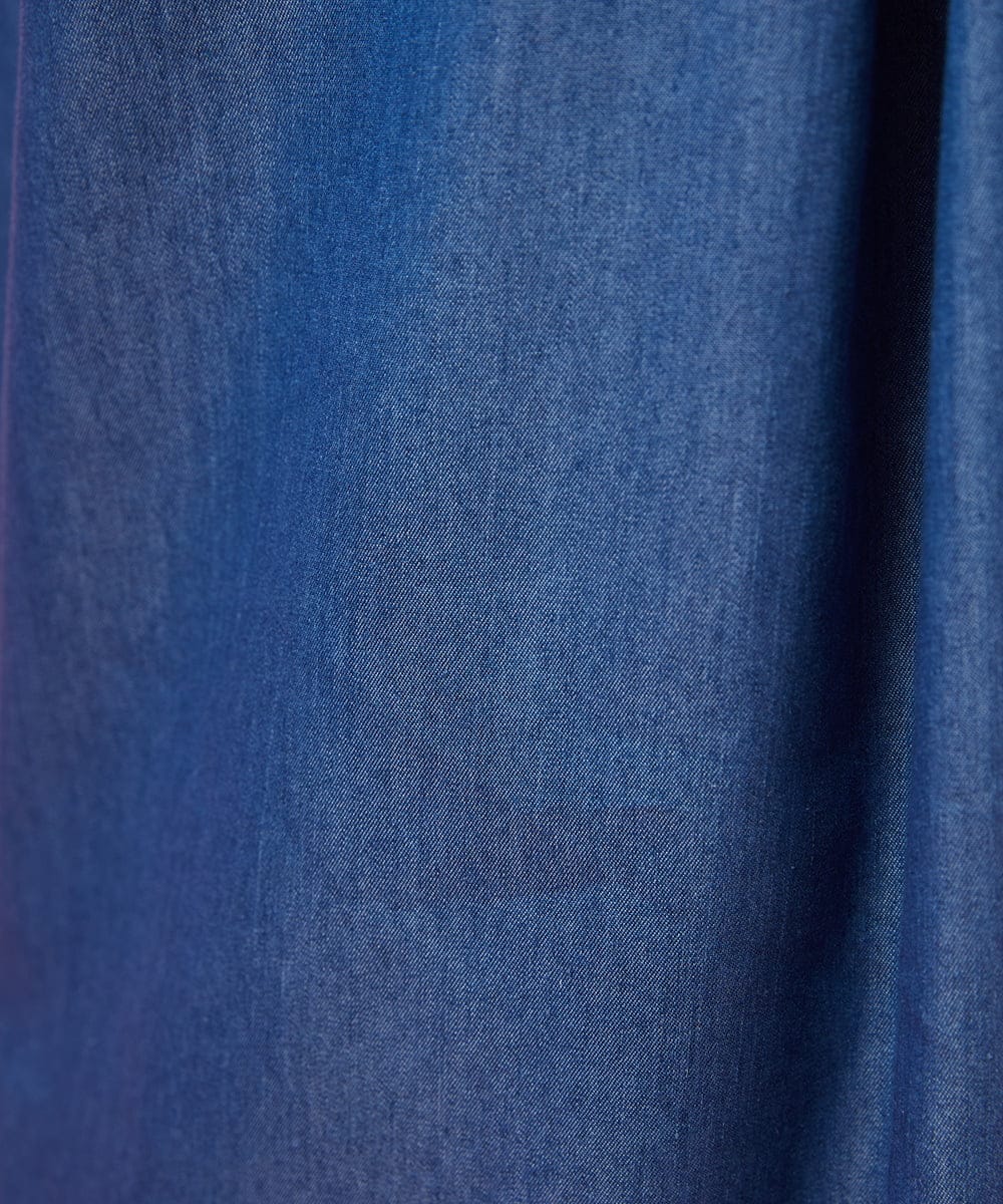 GJHGE42200 Jocomomola(ホコモモラ) Flor デニム 刺繍入りフレアスカート ブルー