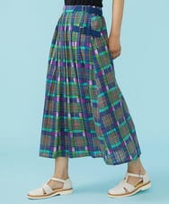 GJHGT39220 Jocomomola(ホコモモラ) Linea チェックラップ風スカート ブルー