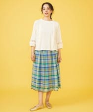 GJHGV02220 Jocomomola(ホコモモラ) Tomates 刺繍チェック柄スカート レッド
