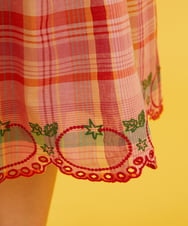 GJHGV02220 Jocomomola(ホコモモラ) Tomates 刺繍チェック柄スカート レッド