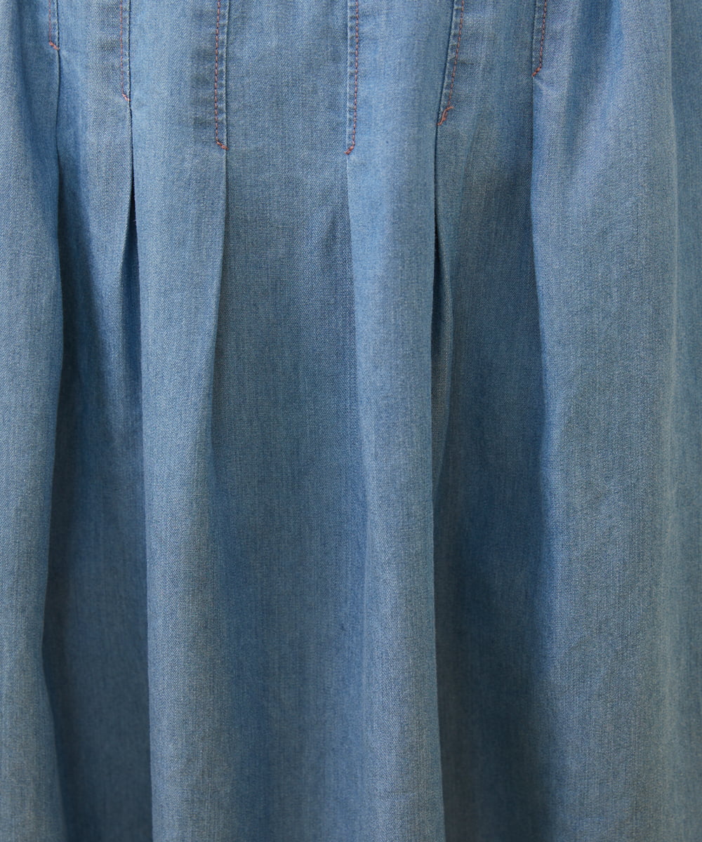 GJHGV35180 Jocomomola(ホコモモラ) テンセルデニム フラワー刺繍スカラップスカート ネイビー