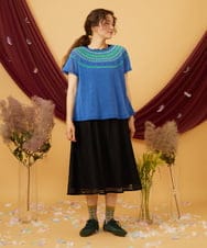 GJHHD34180 Jocomomola(ホコモモラ) Parche ドットレースフレアスカート ブラック