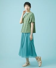 GJHHS34170 Jocomomola(ホコモモラ) wavy チュールシアースカート ライトブルー
