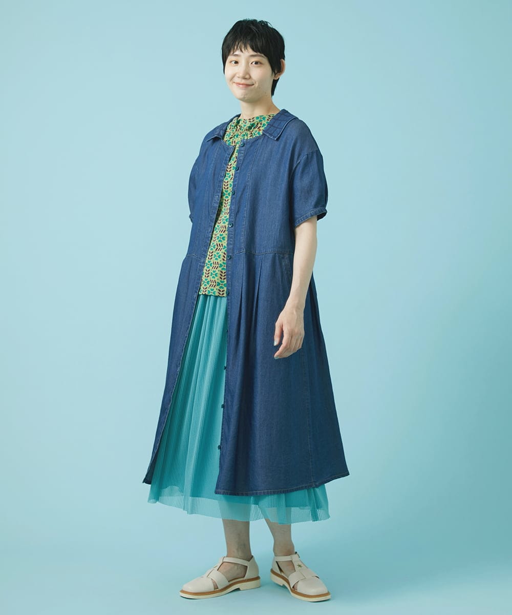 GJHHS34170 Jocomomola(ホコモモラ) wavy チュールシアースカート ライトブルー