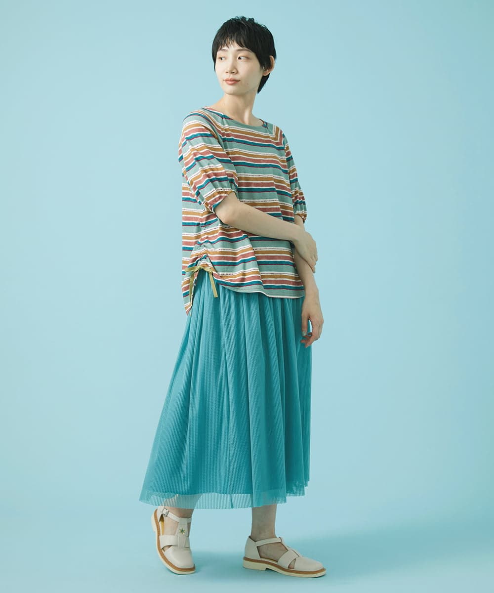 GJHHS34170 Jocomomola(ホコモモラ) wavy チュールシアースカート ライトブルー