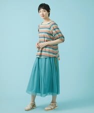 GJHHS34170 Jocomomola(ホコモモラ) wavy チュールシアースカート ライトブルー