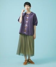 GJHHS34170 Jocomomola(ホコモモラ) wavy チュールシアースカート ライトブルー