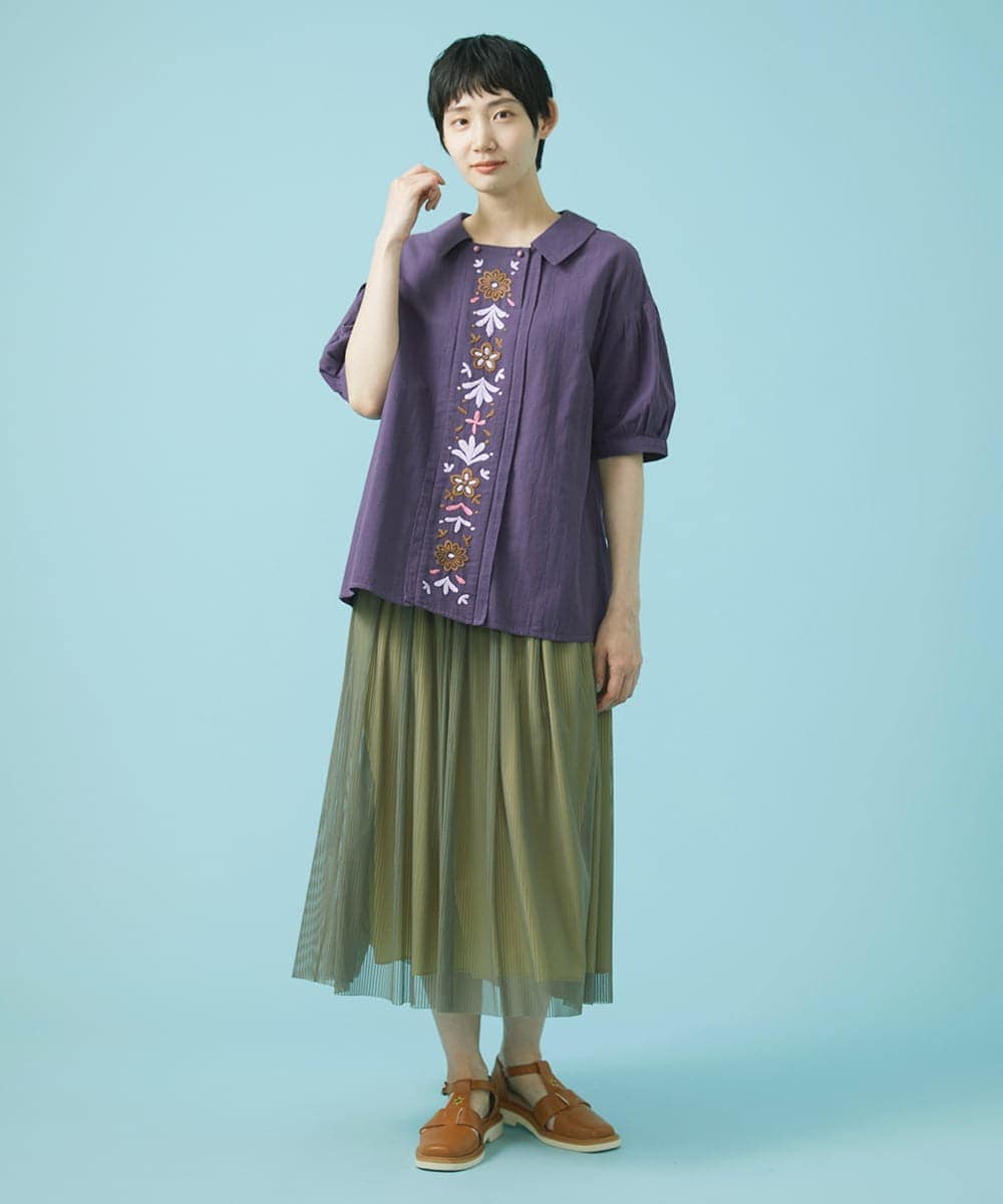 GJHHS34170 Jocomomola(ホコモモラ) wavy チュールシアースカート ライトブルー