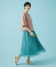 GJHHS34170 Jocomomola(ホコモモラ) wavy チュールシアースカート ライトブルー