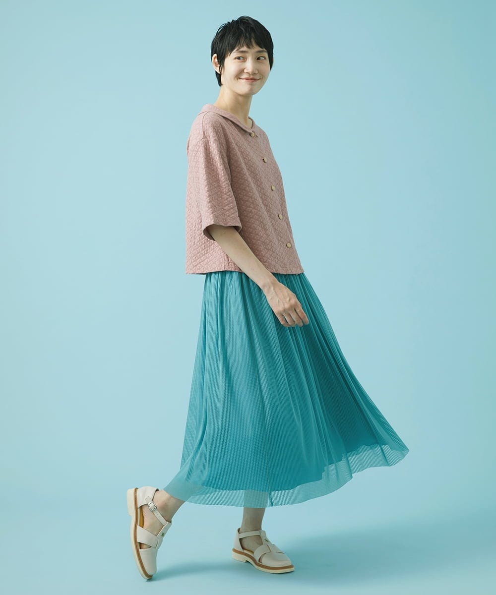 GJHHS34170 Jocomomola(ホコモモラ) wavy チュールシアースカート ライトブルー