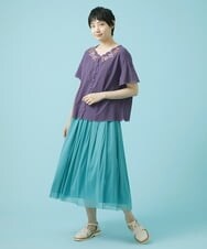 GJHHS34170 Jocomomola(ホコモモラ) wavy チュールシアースカート ライトブルー