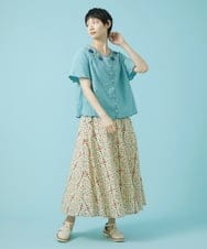 GJHHS70180 Jocomomola(ホコモモラ) ポプリンフラワープリントスカート アイボリー