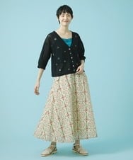GJHHS70180 Jocomomola(ホコモモラ) ポプリンフラワープリントスカート アイボリー