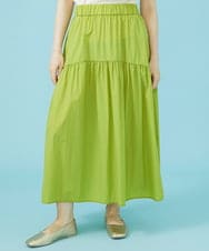 GJHHV31180 Jocomomola(ホコモモラ) 【撥水加工】ギャザー切り替えナイロンスカート グリーン