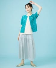 GJHHV31180 Jocomomola(ホコモモラ) 【撥水加工】ギャザー切り替えナイロンスカート グリーン