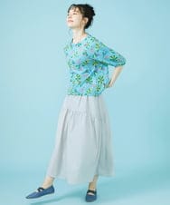 GJHHV31180 Jocomomola(ホコモモラ) 【撥水加工】ギャザー切り替えナイロンスカート グリーン