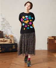 GJHJA01200 Jocomomola(ホコモモラ) Callejero チュールプリーツスカート ブラック