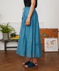 GJHJA30220 Jocomomola(ホコモモラ) Azahar  コード刺繍入りコットンシルクスカート ブルー