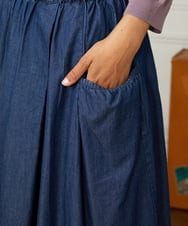 GJHJB36180 Jocomomola(ホコモモラ) Jardines コード刺繍デニムスカート ブルー