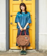 GJHJE03240 Jocomomola(ホコモモラ) Pincelade ジャカードストライプスカート ネイビー