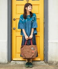 GJHJE03240 Jocomomola(ホコモモラ) Pincelade ジャカードストライプスカート ネイビー