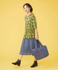 GJHJQ42160 Jocomomola(ホコモモラ) シアークレープ ギャザースカート ピンク