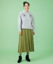 GJHJS30200 Jocomomola(ホコモモラ) 配色メロウニットスカート グリーン