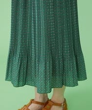 GJHJS33180 Jocomomola(ホコモモラ) Grano プリントプリーツスカート グリーン