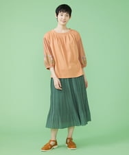 GJHJS33180 Jocomomola(ホコモモラ) Grano プリントプリーツスカート グリーン