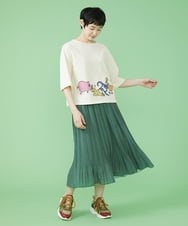 GJHJS33180 Jocomomola(ホコモモラ) Grano プリントプリーツスカート グリーン
