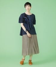 GJHJS33180 Jocomomola(ホコモモラ) Grano プリントプリーツスカート グリーン