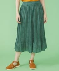 GJHJS33180 Jocomomola(ホコモモラ) Grano プリントプリーツスカート グリーン