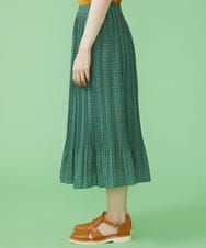 GJHJS33180 Jocomomola(ホコモモラ) Grano プリントプリーツスカート グリーン
