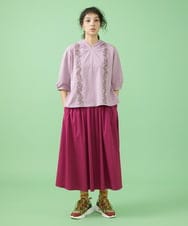 GJHJT37160 Jocomomola(ホコモモラ) タイプライター フレアスカート ピンク
