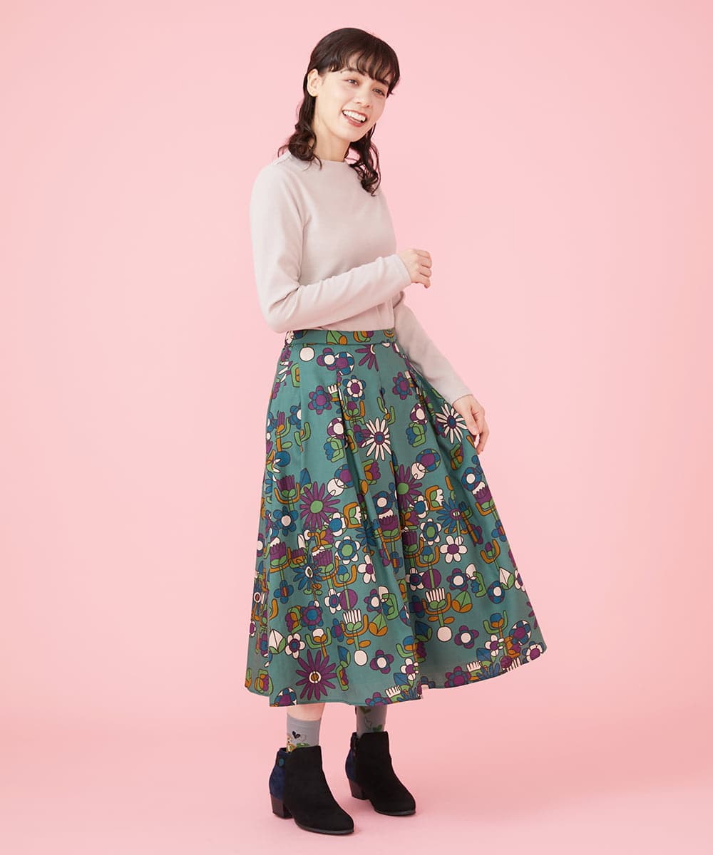 GJHJT72200 Jocomomola(ホコモモラ) Candy Flower プリントスカート グリーン