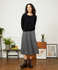 GJHLA35220 Jocomomola(ホコモモラ) 【早割10％OFF】ドットジャカードフレアスカート ブルー