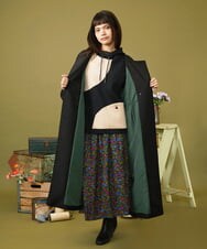 GJHLD30200 Jocomomola(ホコモモラ) Arte clandestino フラワープリントギャザースカート ブラック