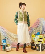 GJHLD35200 Jocomomola(ホコモモラ) Recortar formas 起毛総レースフレアスカート アイボリー