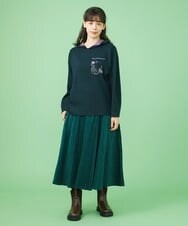 GJHLS34190 Jocomomola(ホコモモラ) シャーリングコーデュロイ フレアスカート グリーン