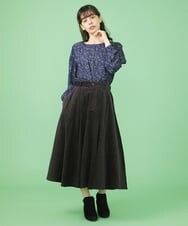 GJHLS34190 Jocomomola(ホコモモラ) シャーリングコーデュロイ フレアスカート グリーン